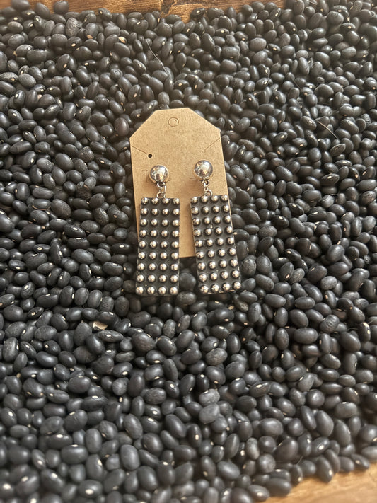 Half Dot Square Bar Earrings
