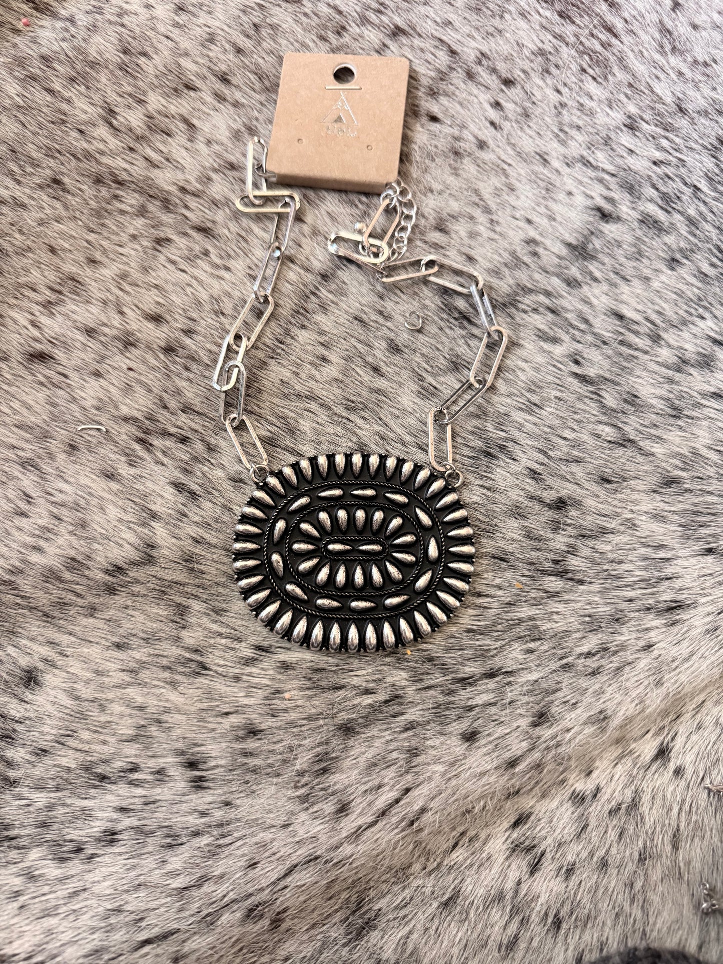 Big Silver Circle Necklace