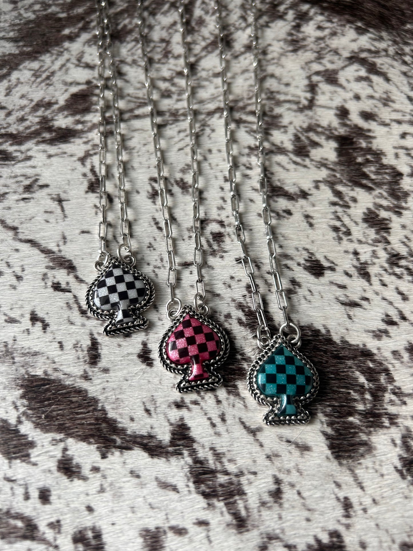 Checkered Spade Necklace