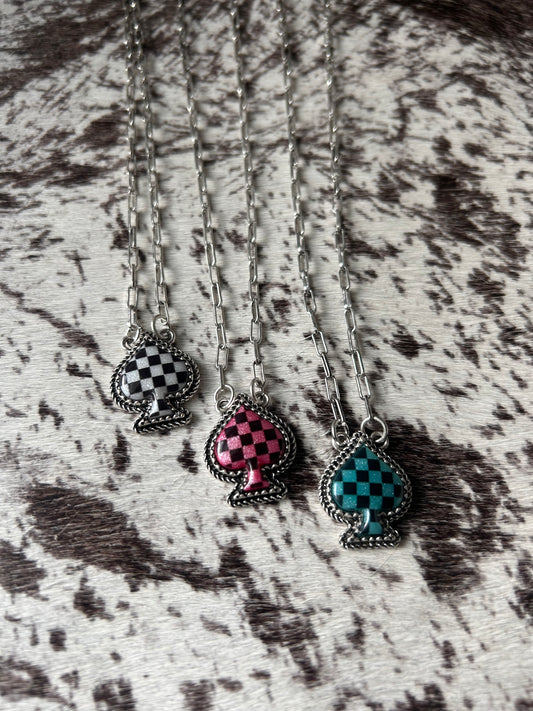 Checkered Spade Necklace