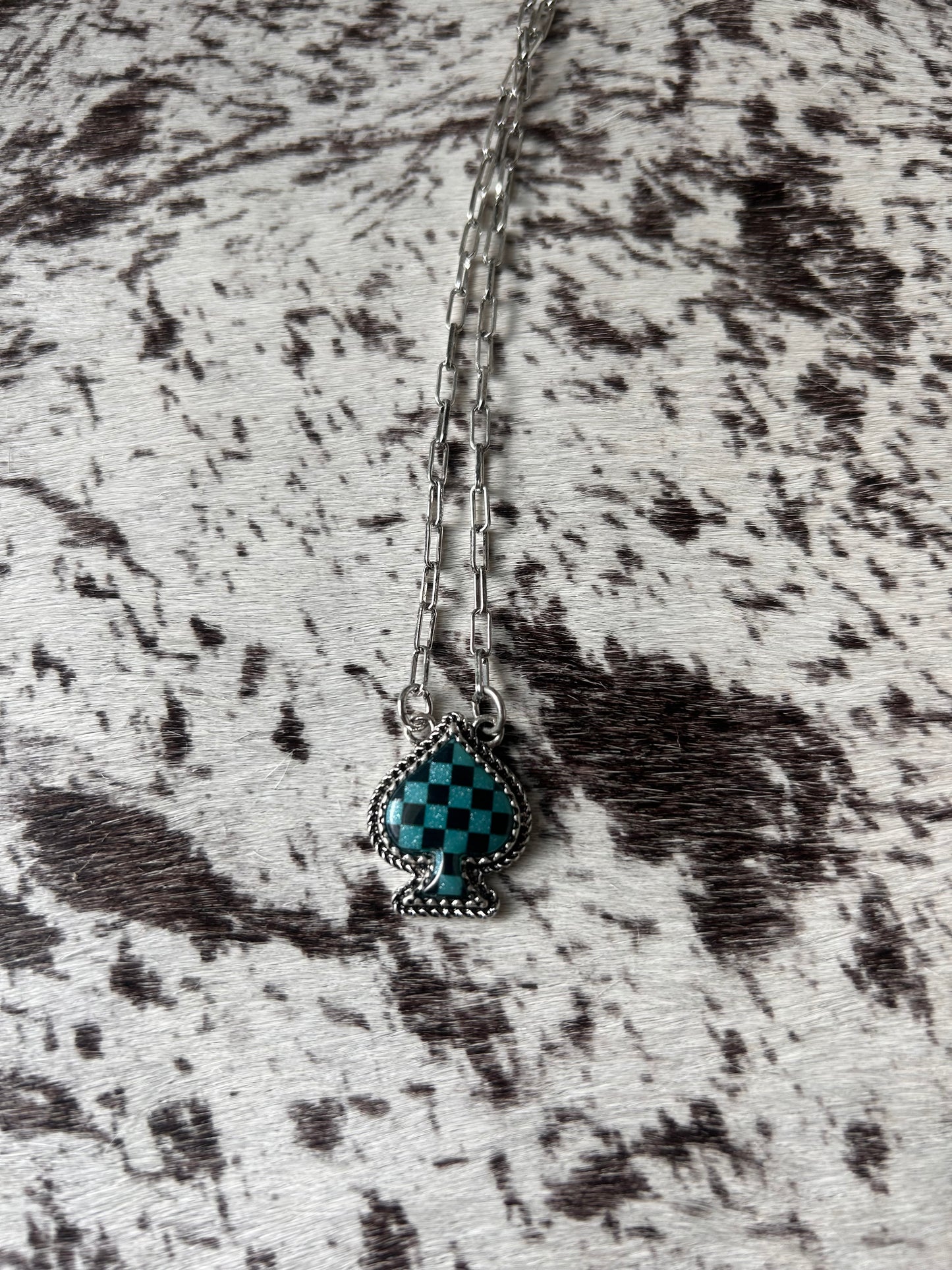 Checkered Spade Necklace