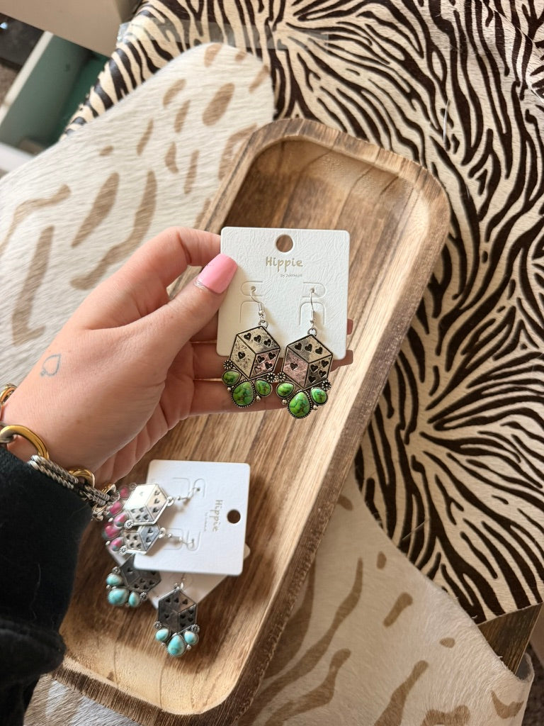 Dice and Stone Earrings