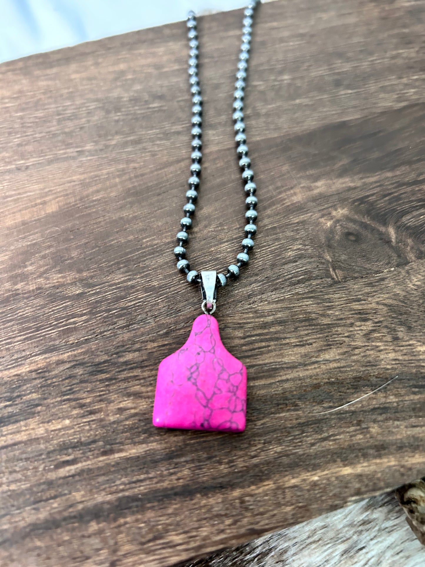 Cow tag Stone Necklace