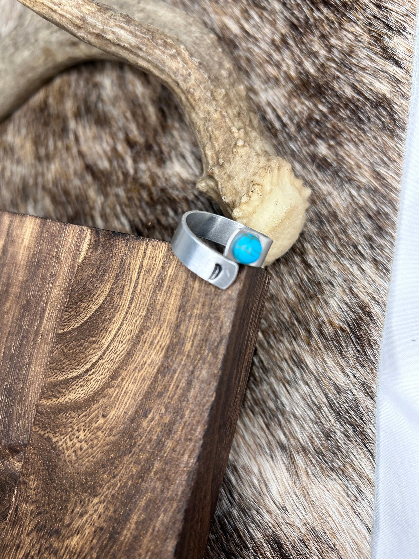 Turquoise and Initials Ring