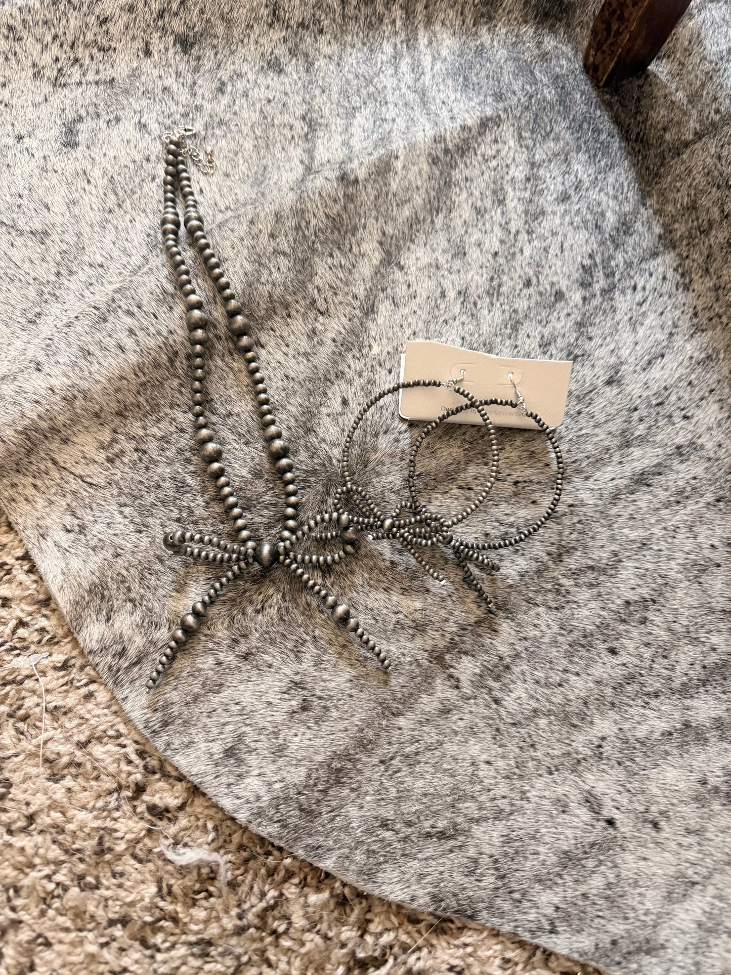 Bow pearl necklace Set