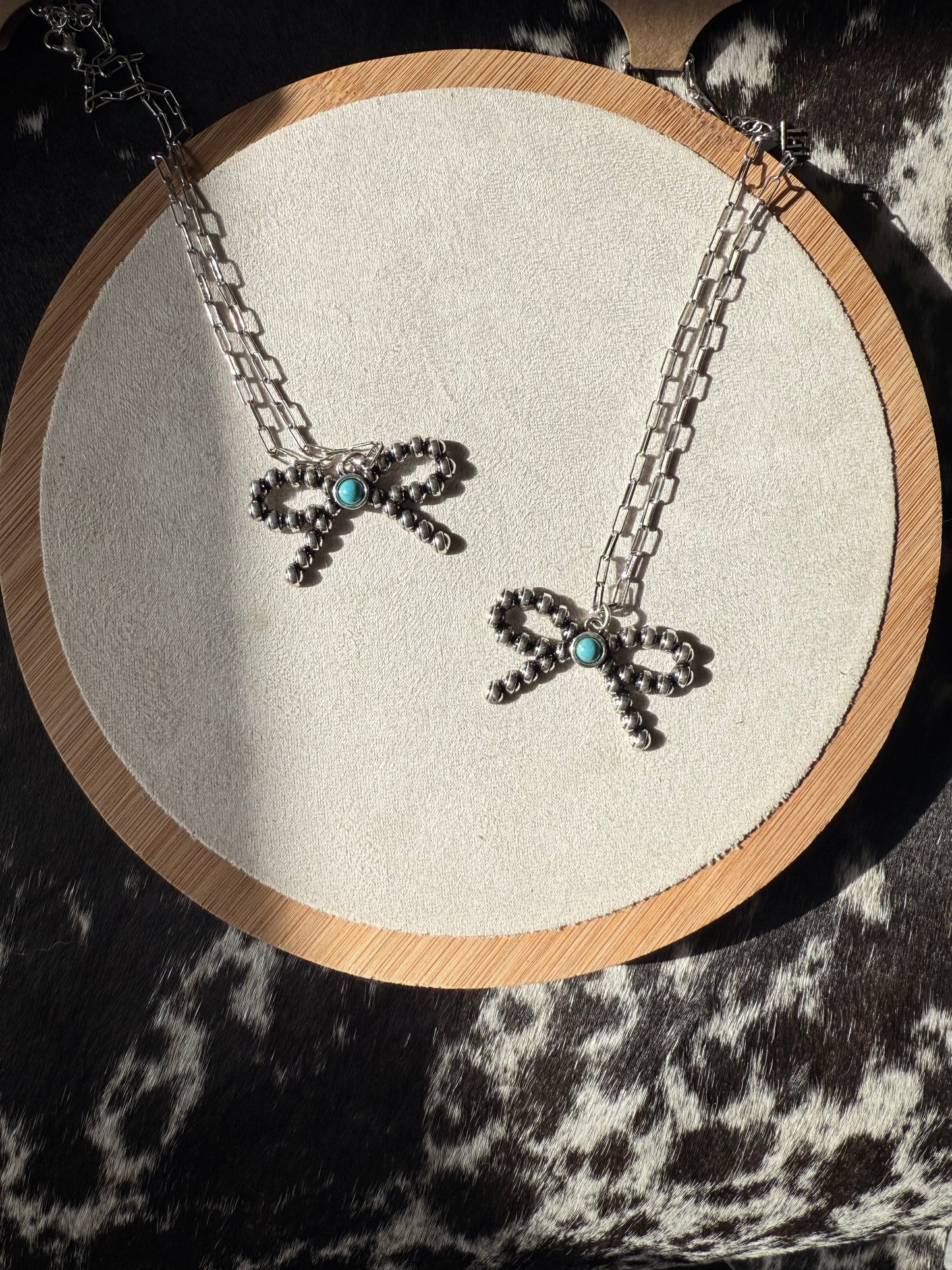 Metal Big Turquoise Bow
