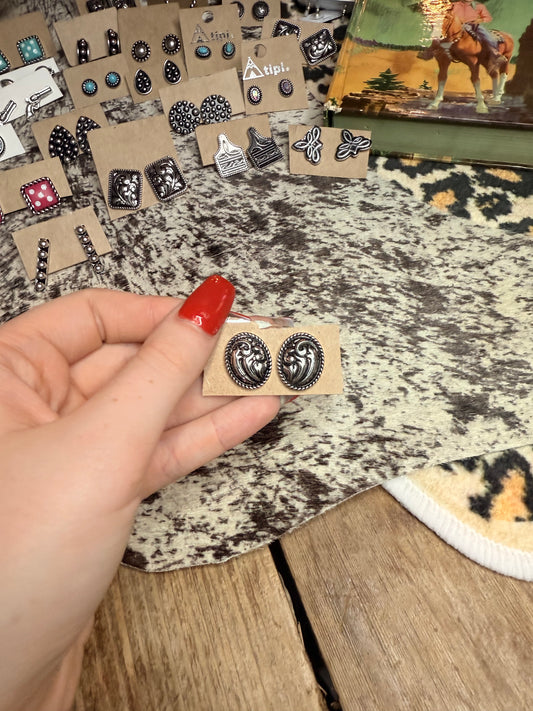 Tooled Oval Studs