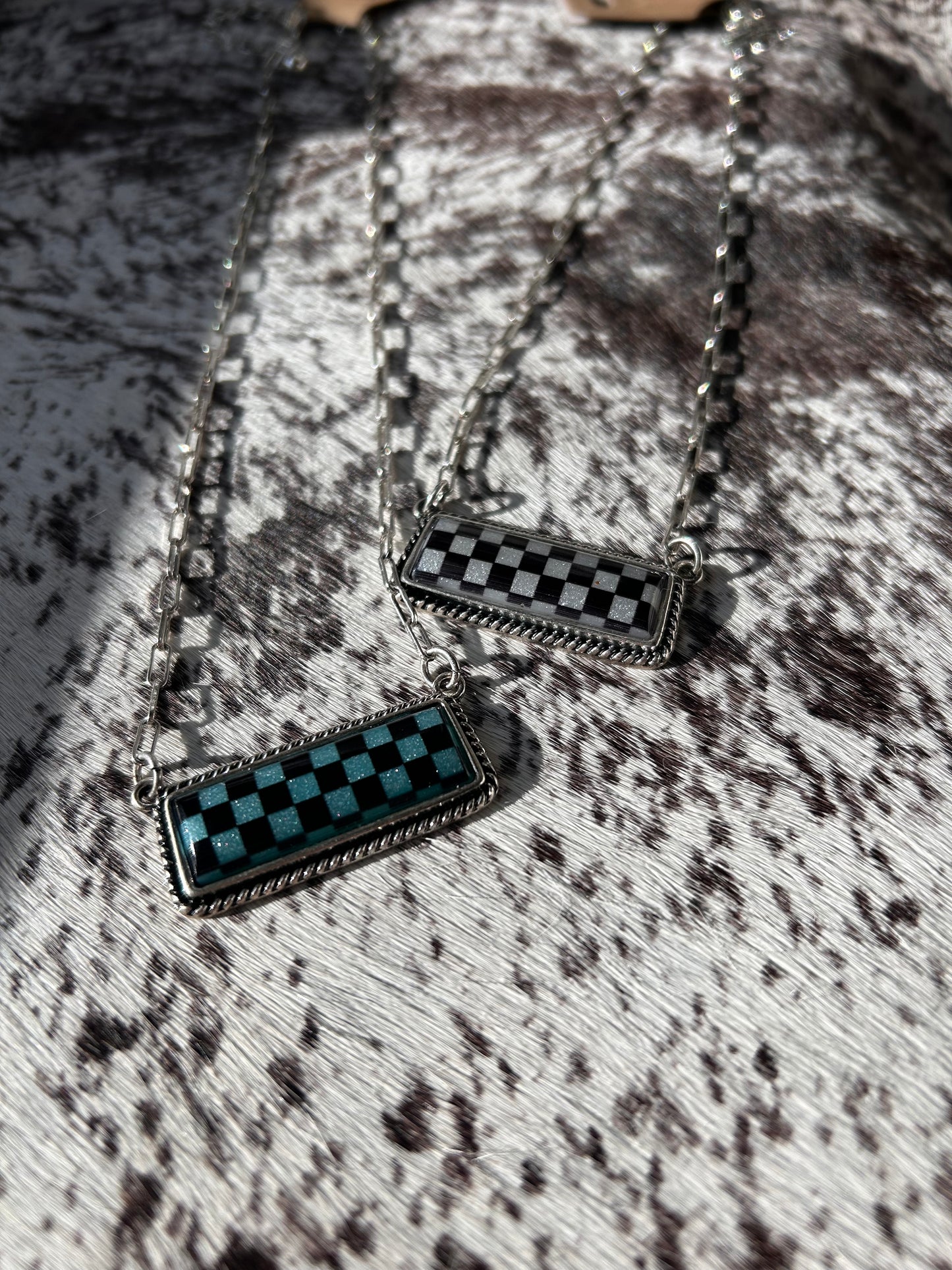 Checkered Bar Necklace