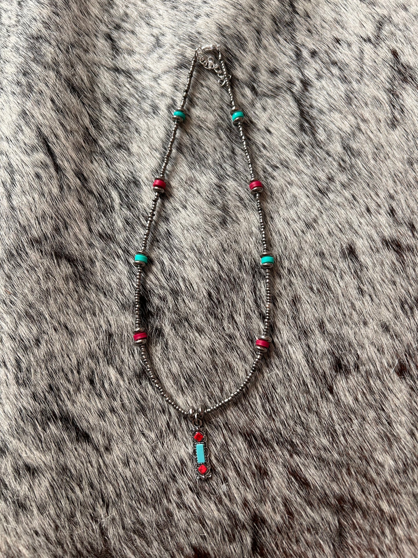 Turquoise and Red Necklace