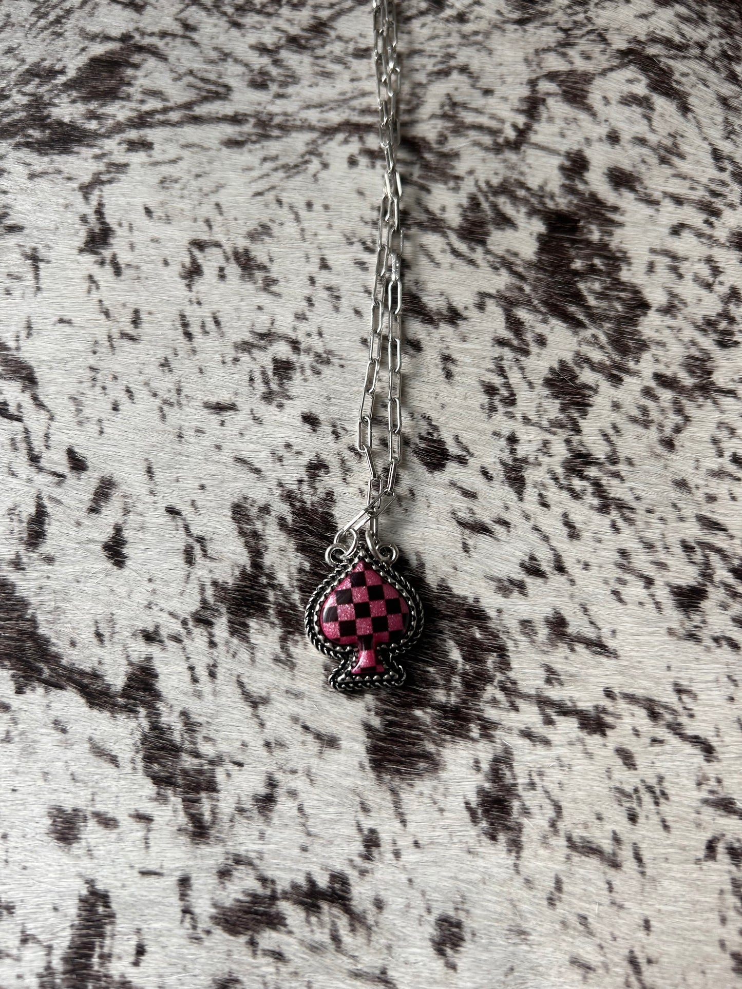 Checkered Spade Necklace