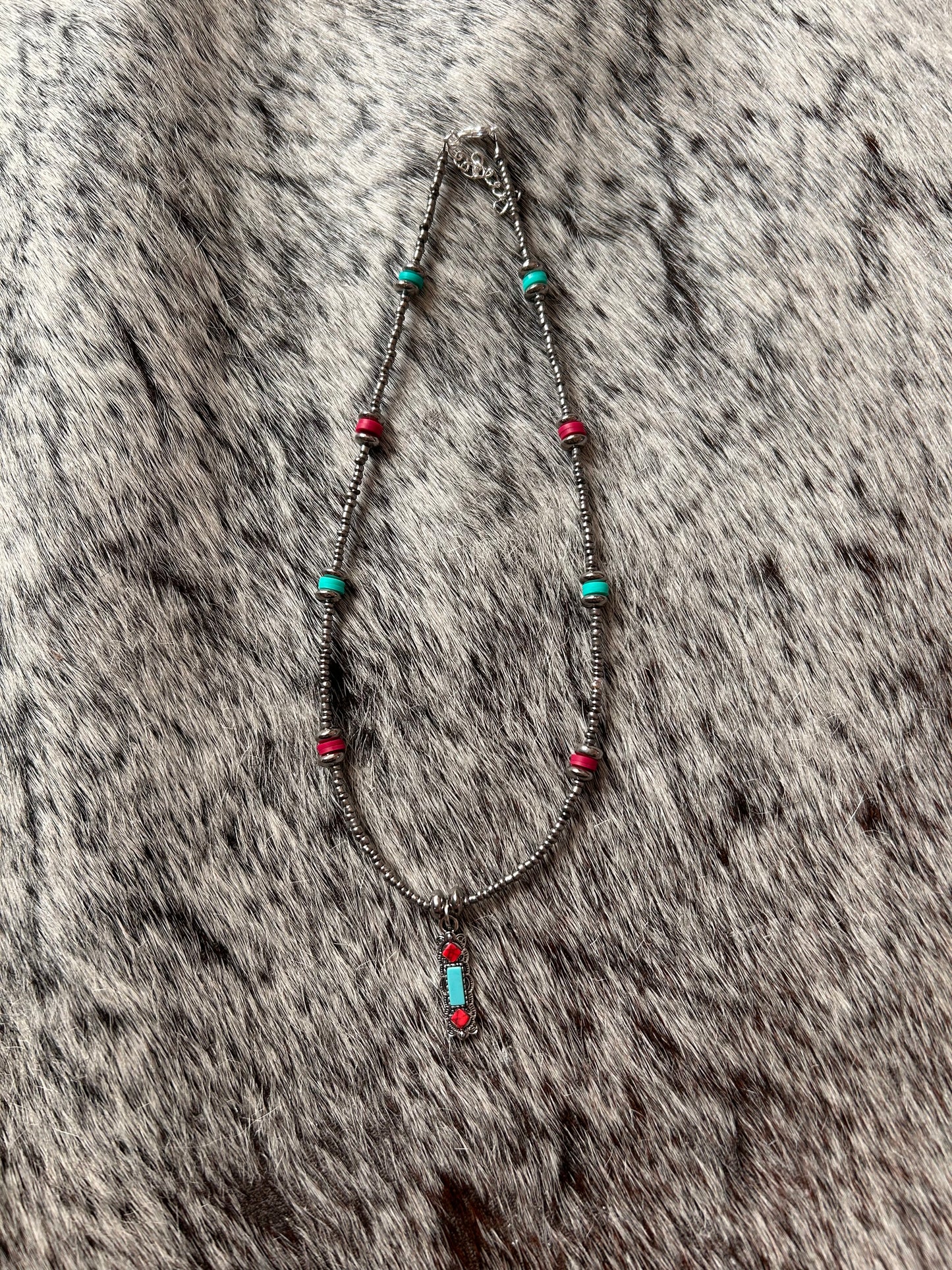 Turquoise and Red Necklace