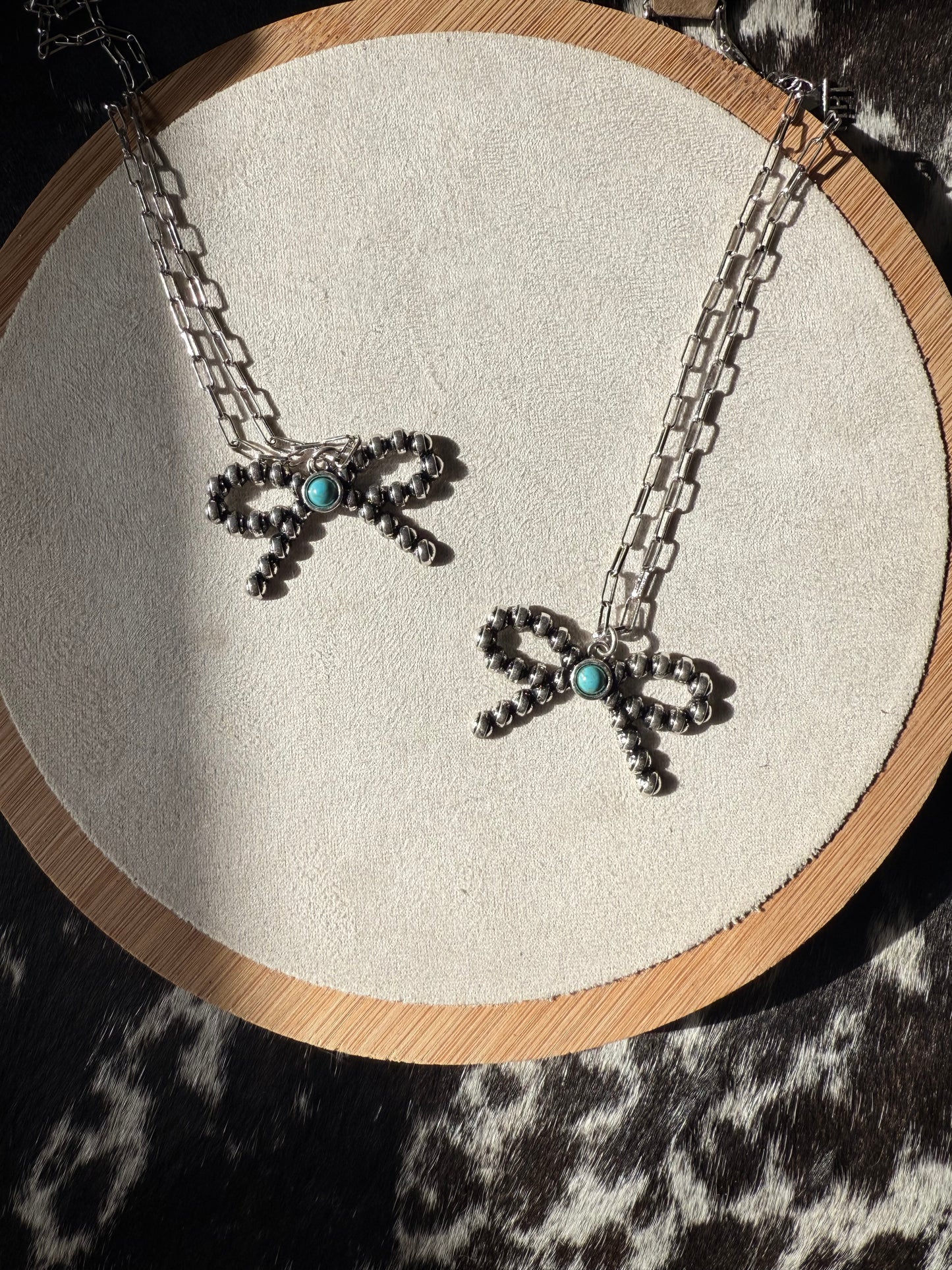Metal Big Turquoise Bow