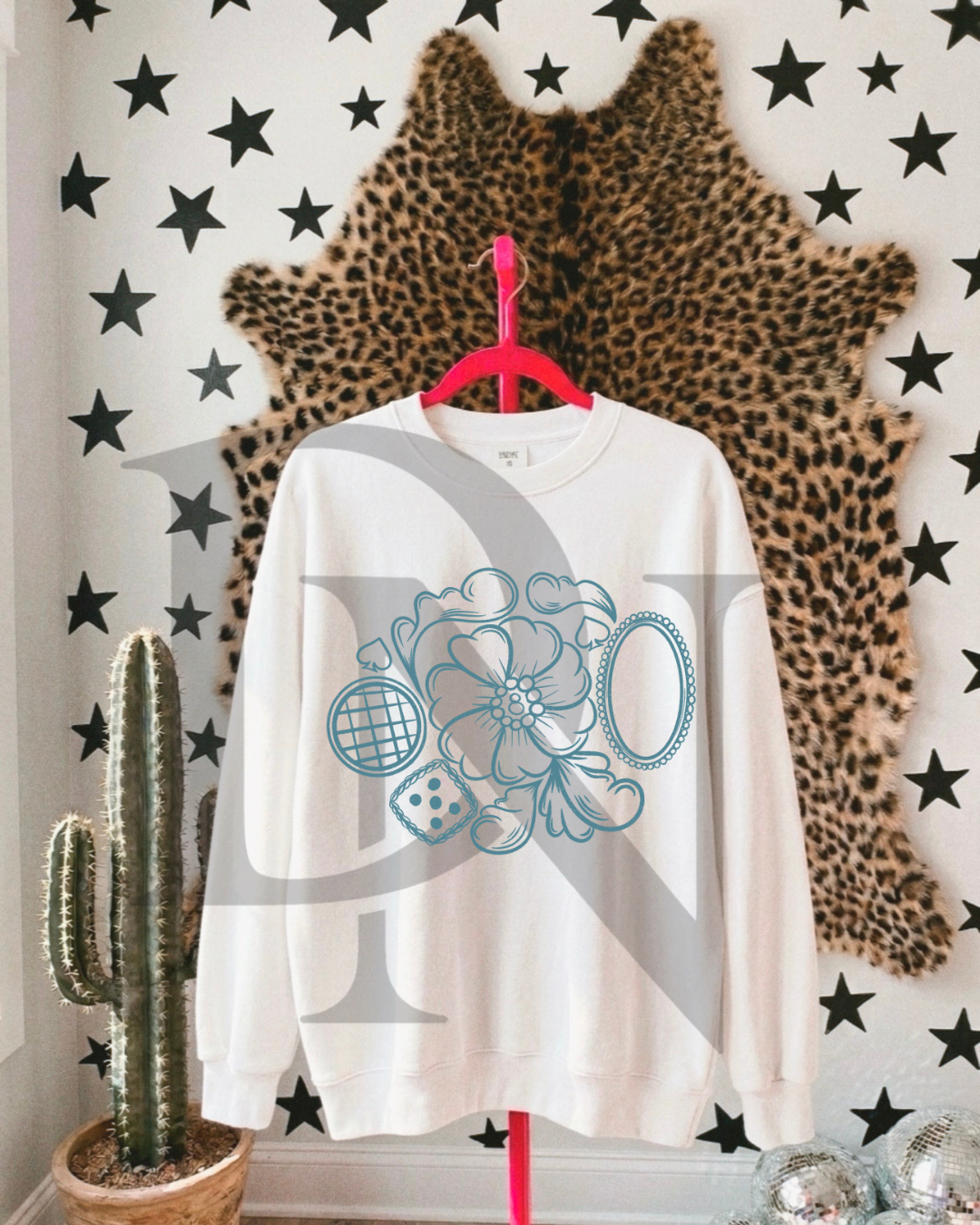 Tooled Leather & Jewls Tee (Turquoise)