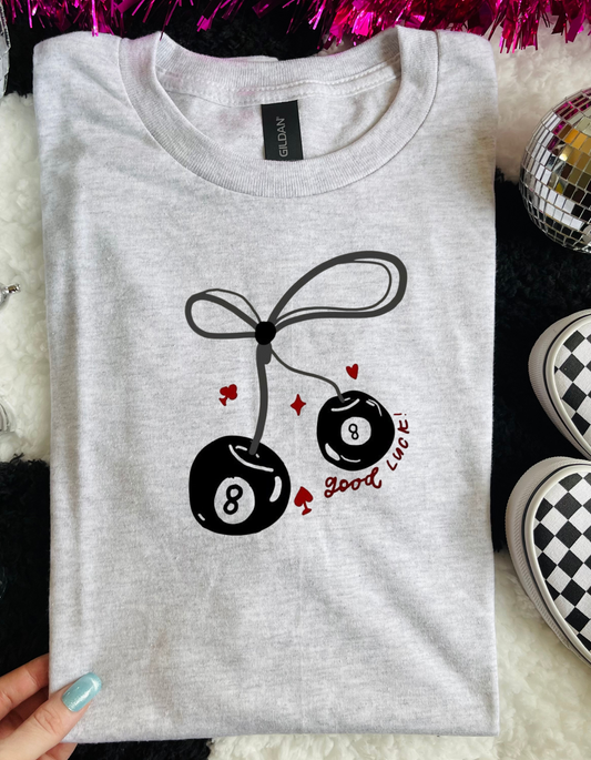 Good Luck Tee With Cherrys