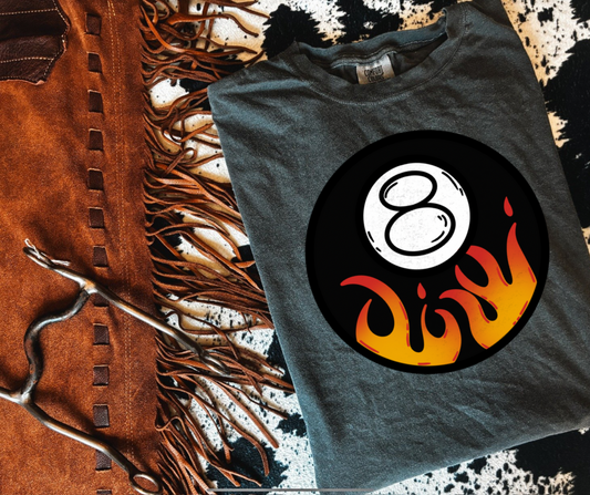 8 Flame & Black 8 Ball Tee