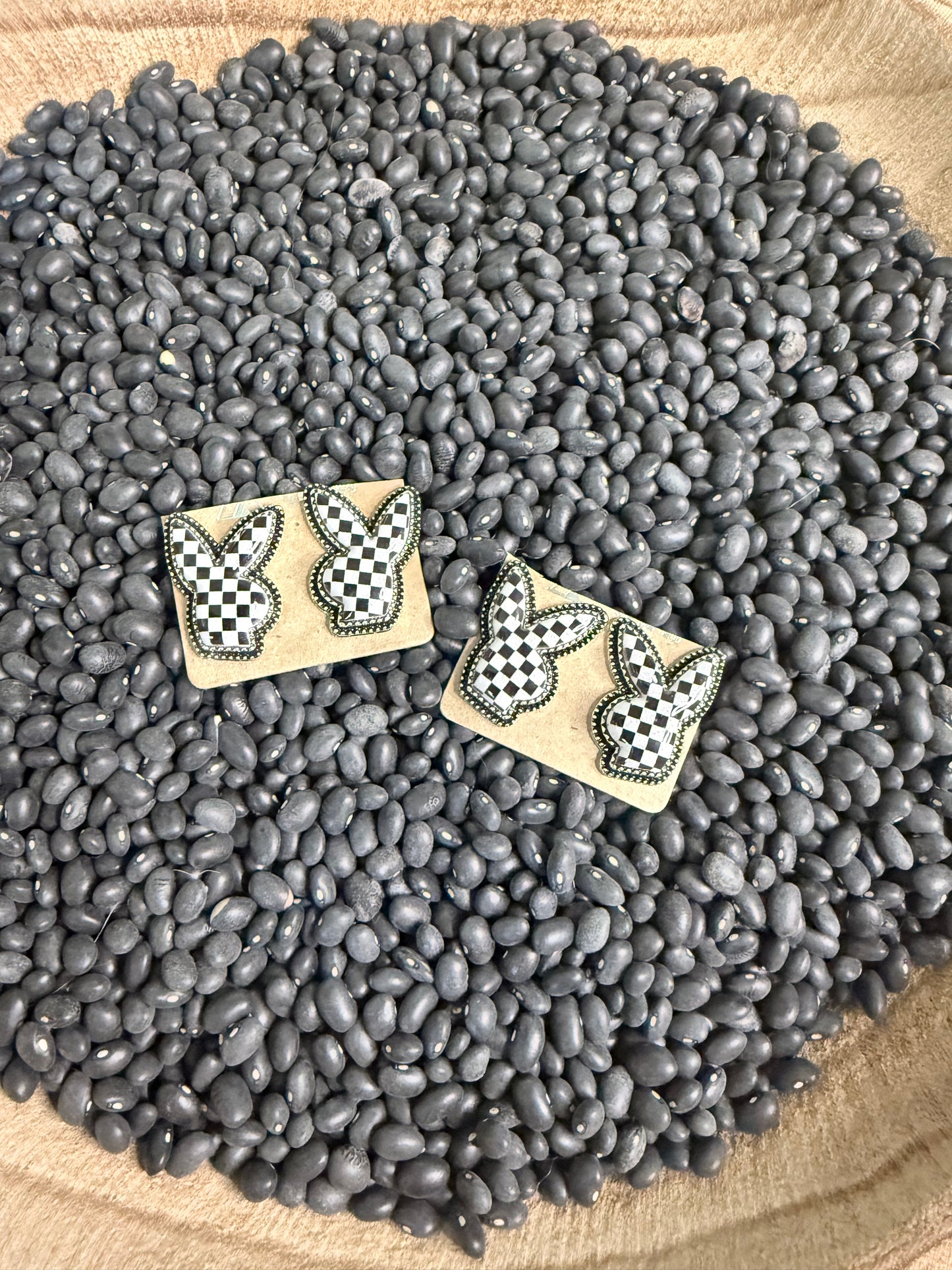 Checkered Bunny Studs