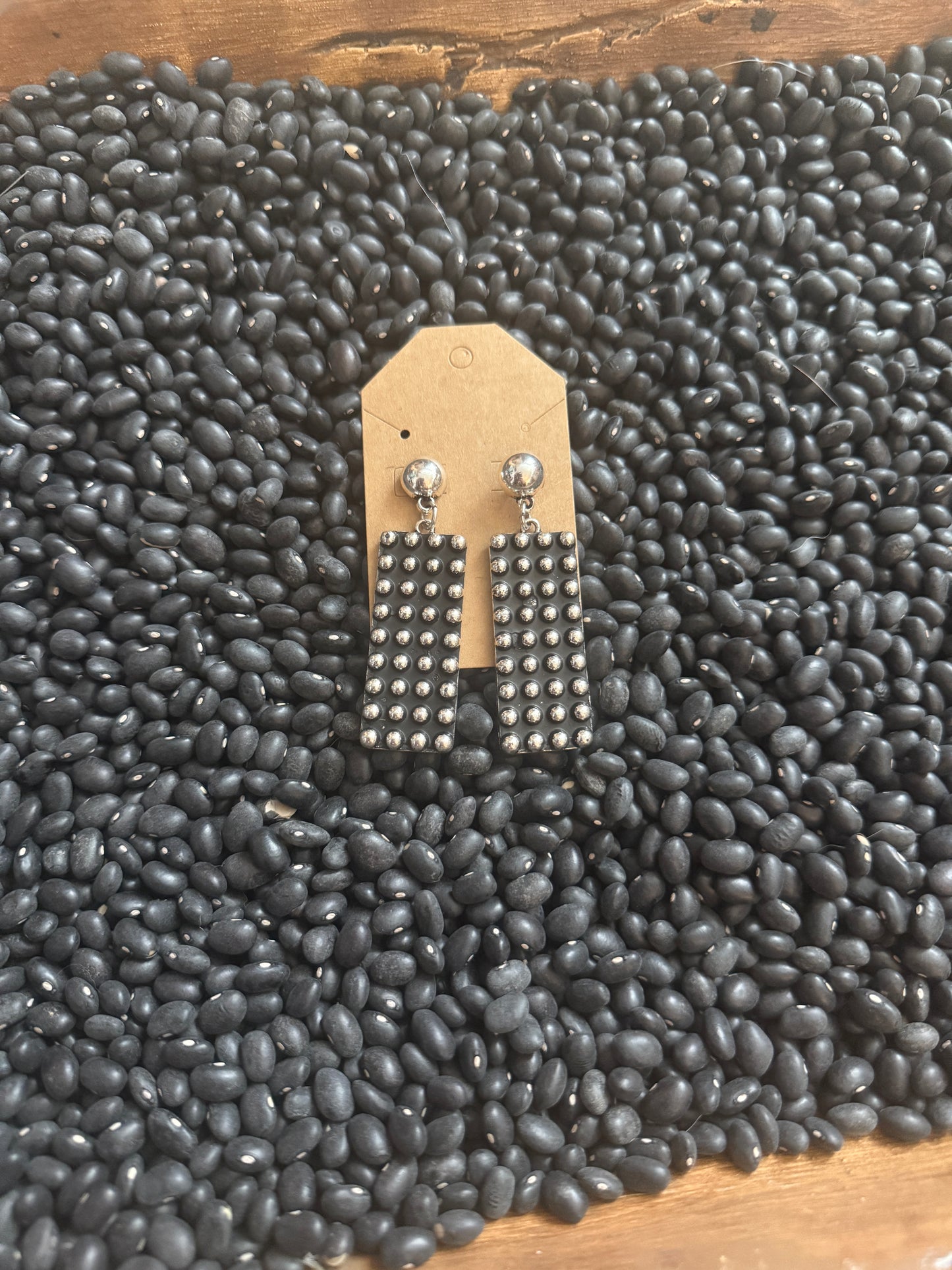 Half Dot Square Bar Earrings