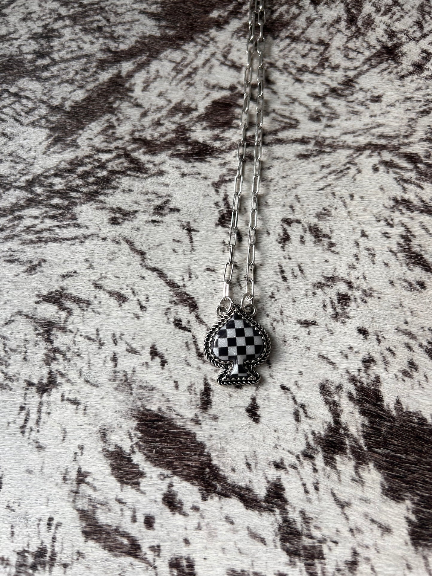 Checkered Spade Necklace