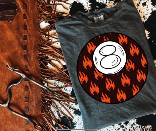 Orange Flame 8 Ball Tee