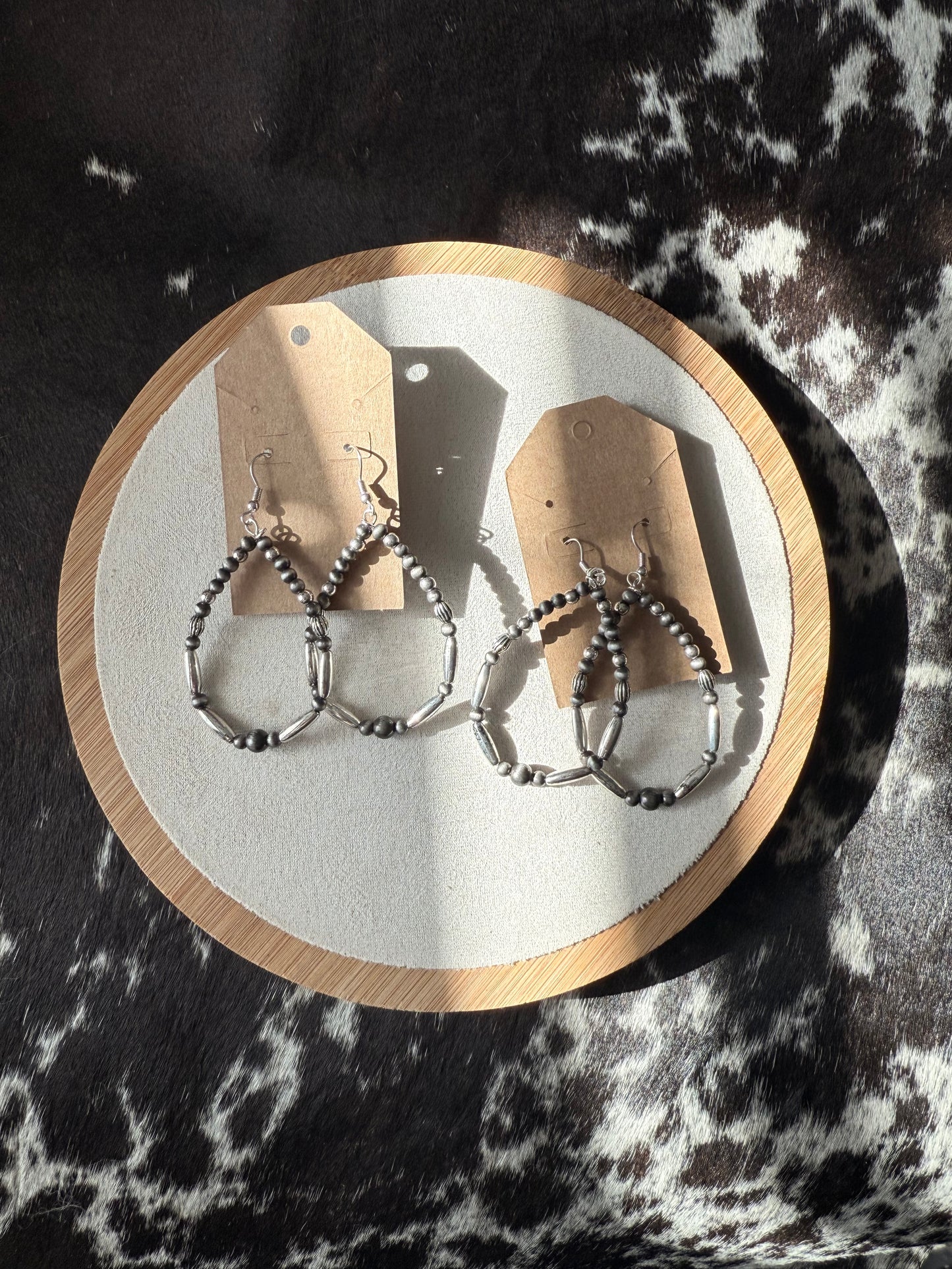 Acrylic Gray Bead Earrings