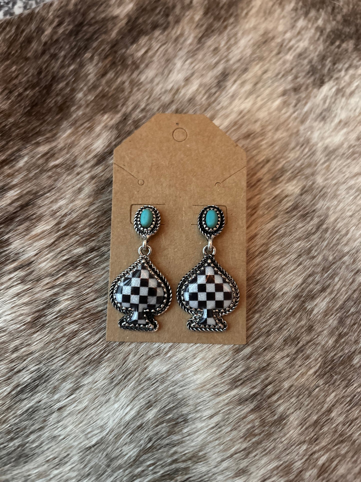 Checkered Spade Earrings