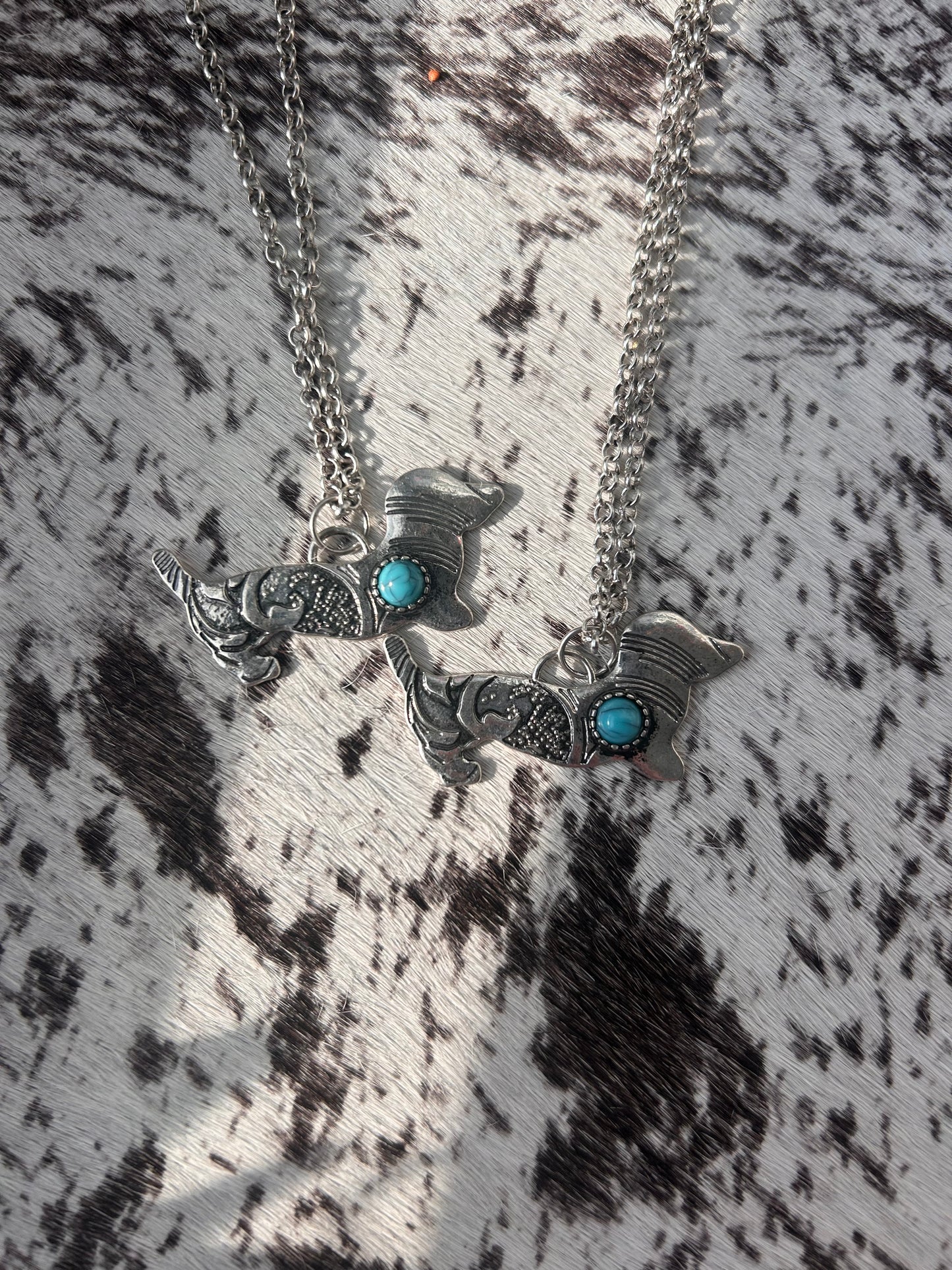 Pup and Turquoise Love Necklace