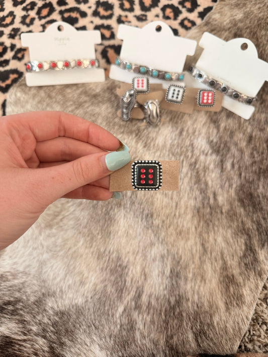 Black and Red Dice Ring