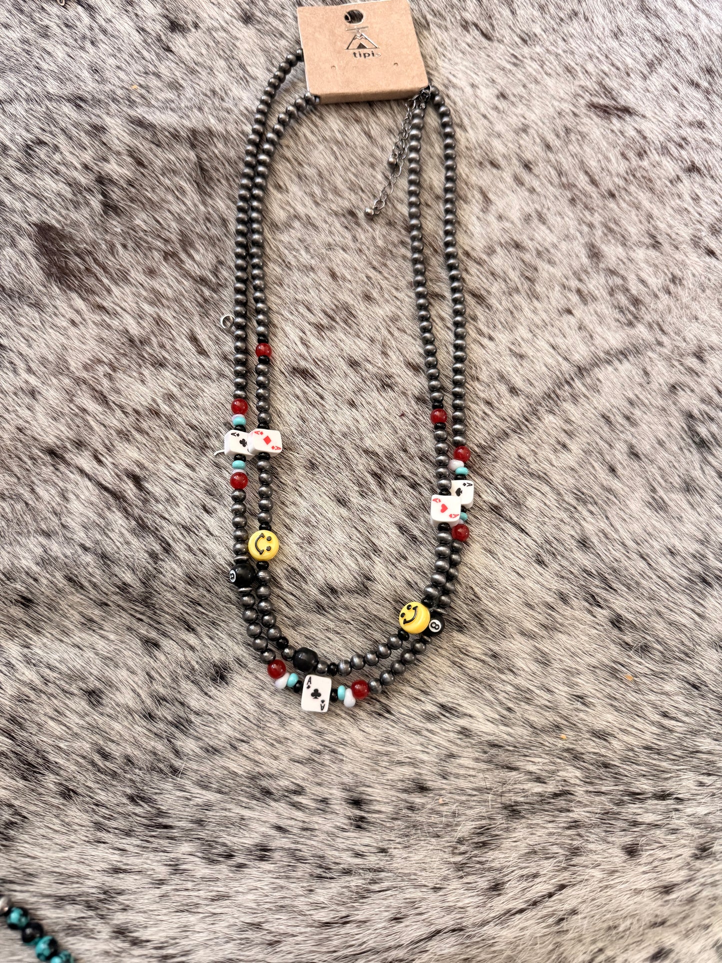 Smiley And Card Necklace