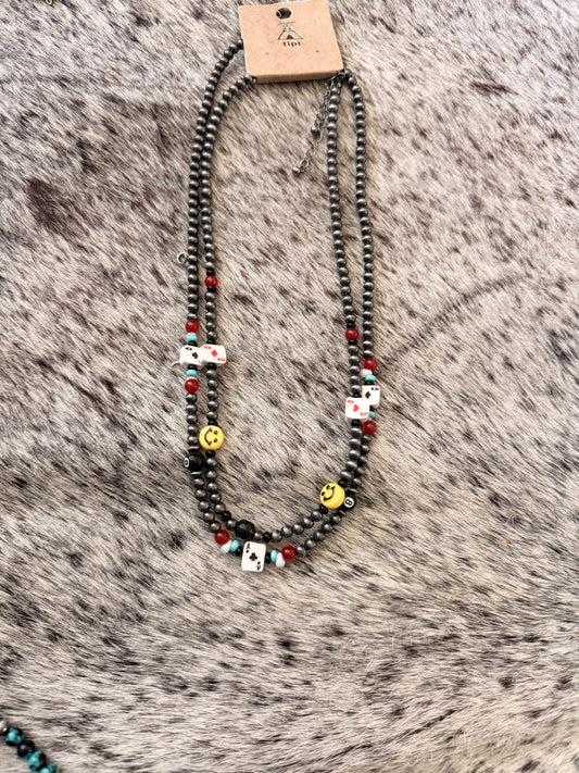 Smiley And Card Necklace