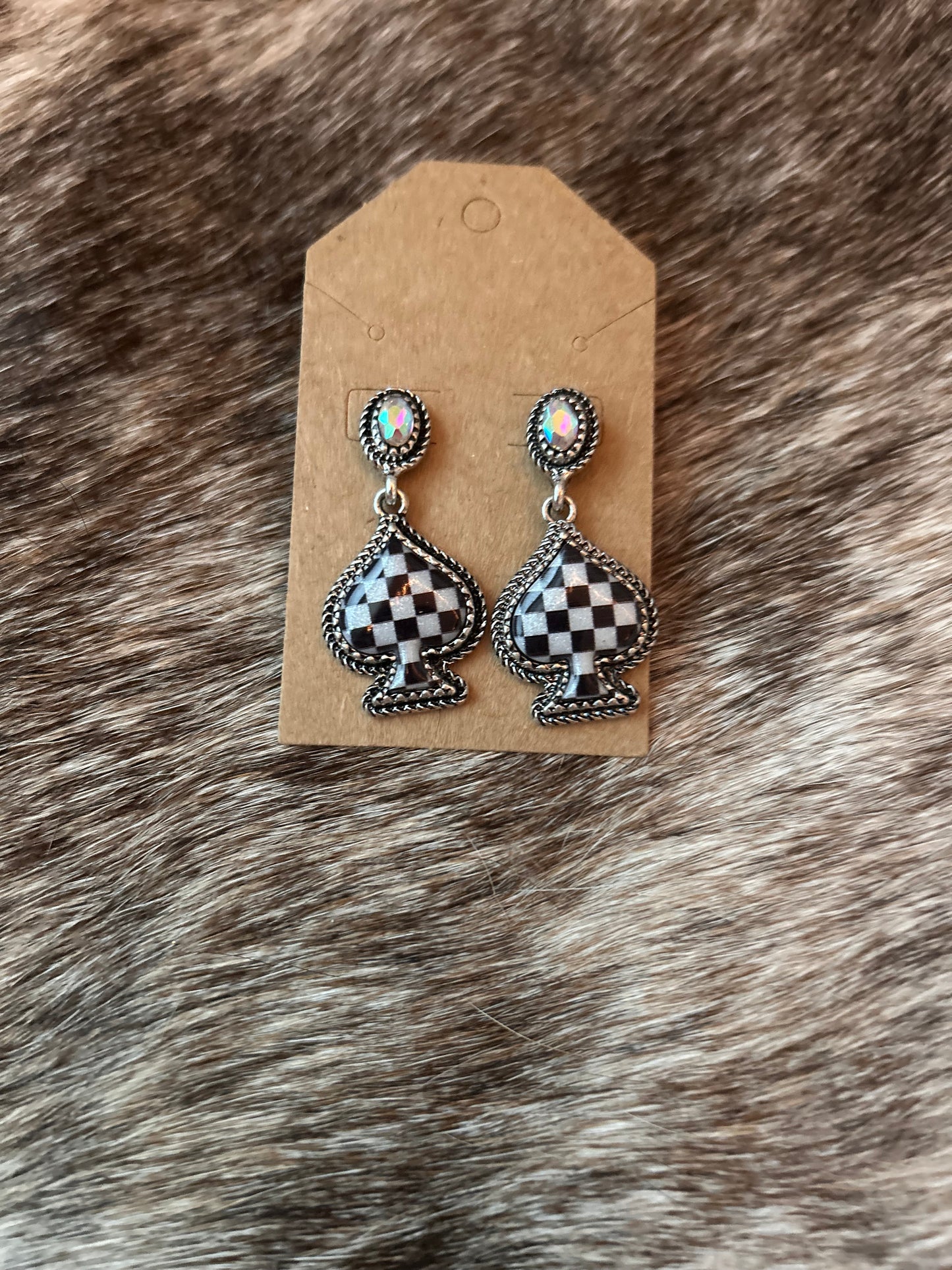 Checkered Spade Earrings