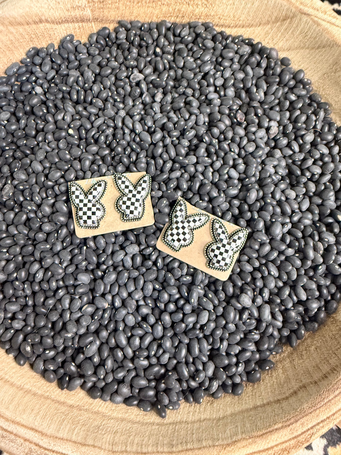 Checkered Bunny Studs