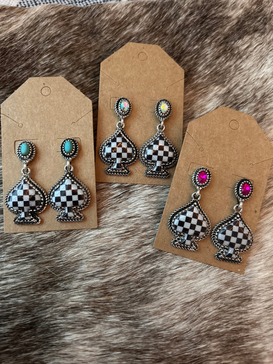 Checkered Spade Earrings