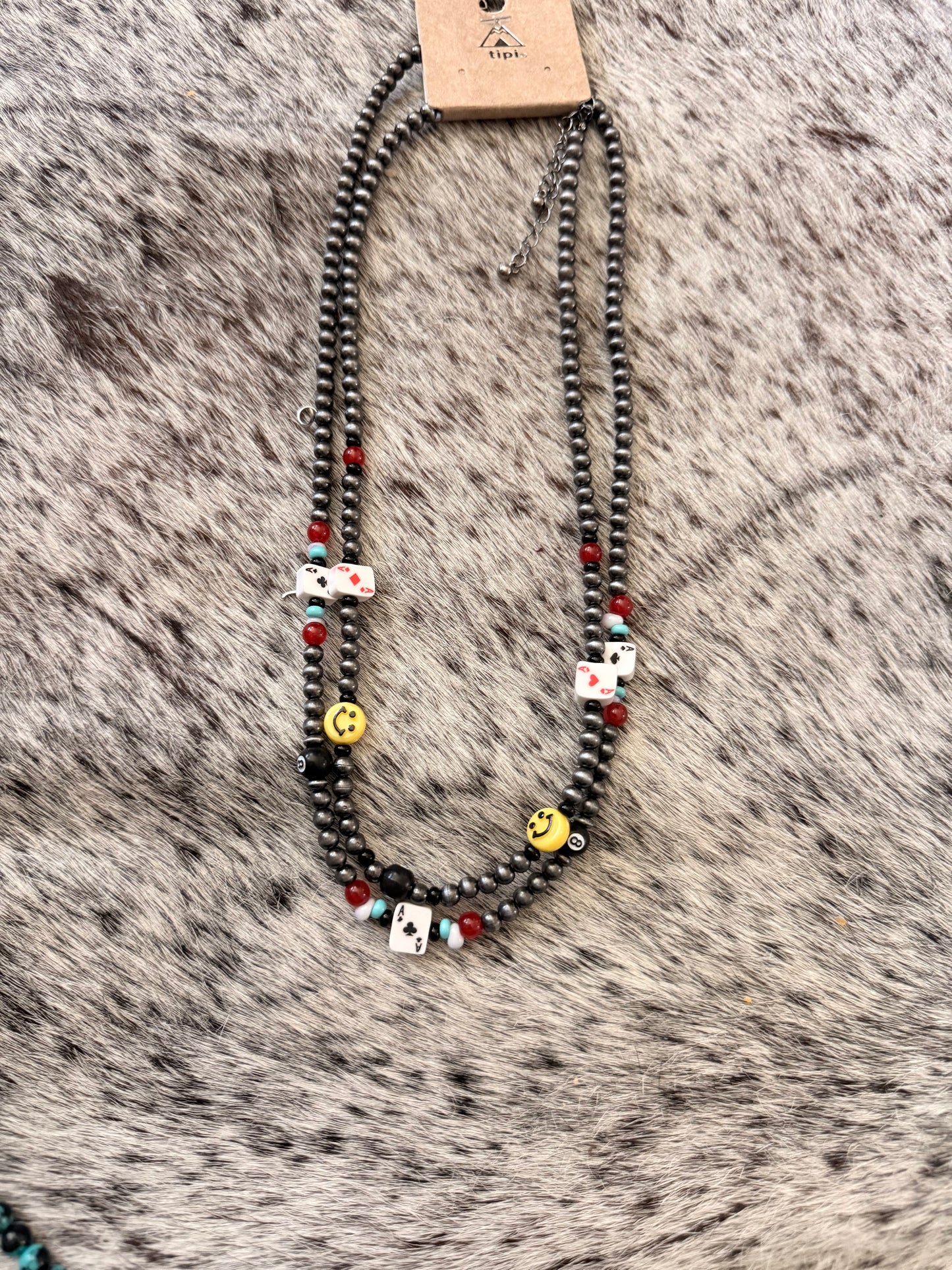 Smiley And Card Necklace