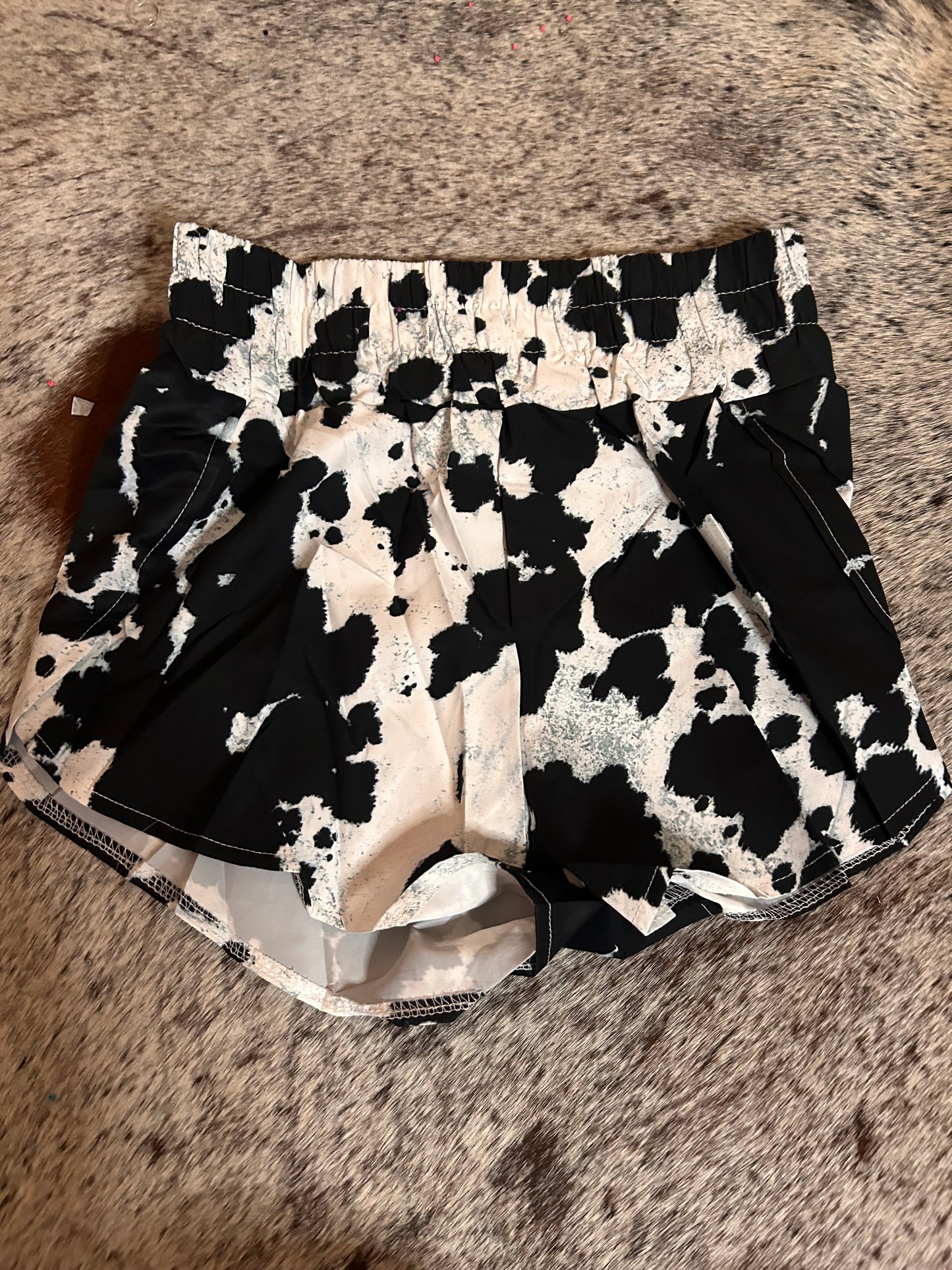 Black Cowhide Shorts (Printed)