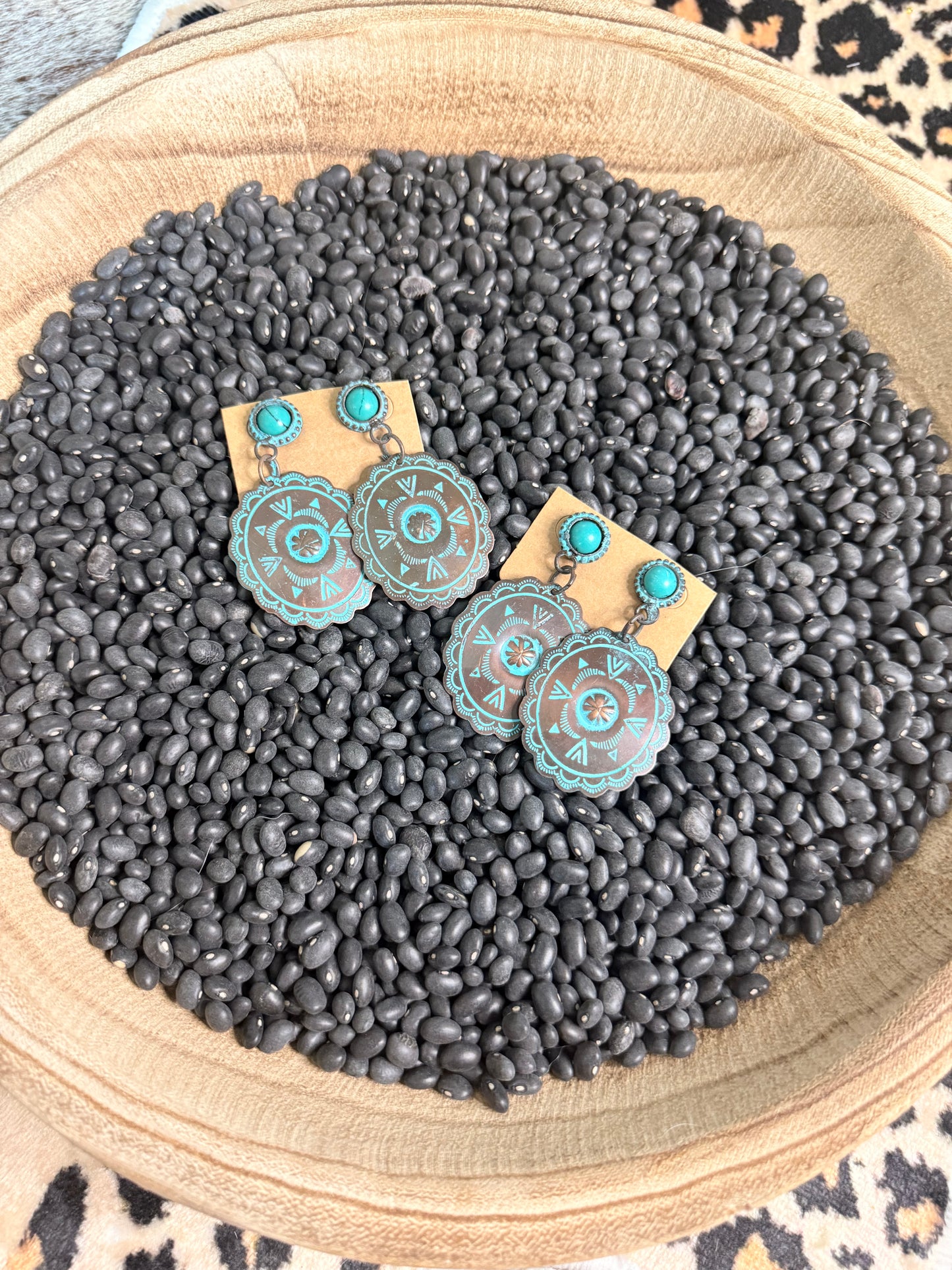Metal and Turquoise Earrings