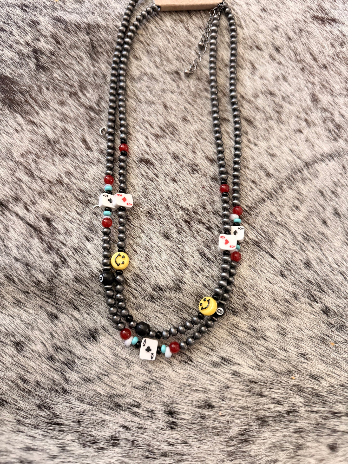 Smiley And Card Necklace