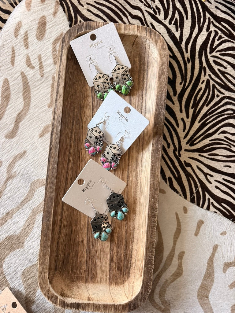 Dice and Stone Earrings