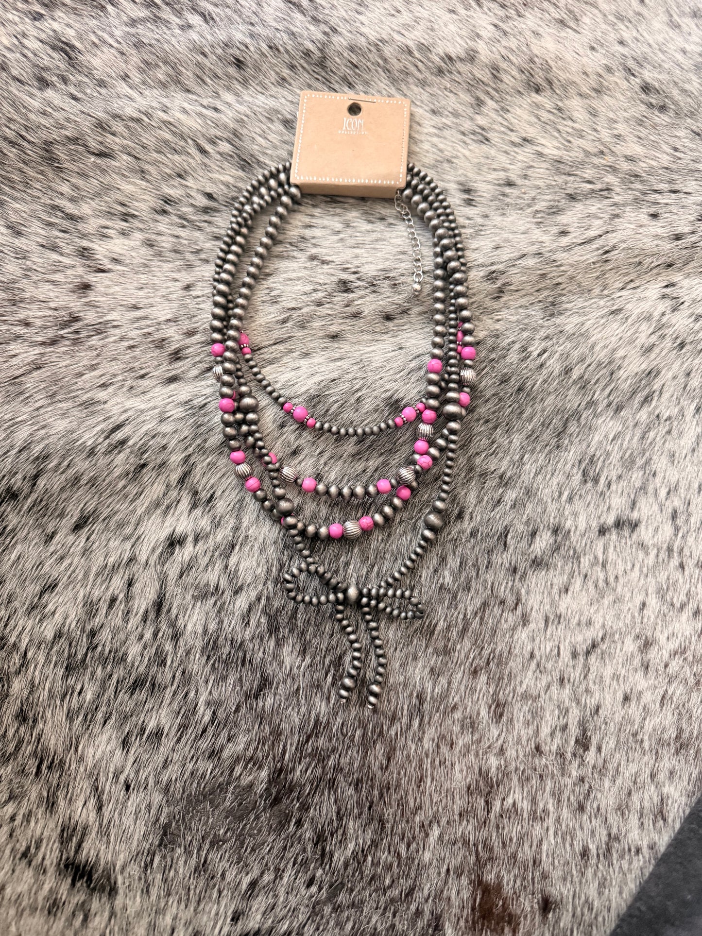 Bow and Pink Necklace