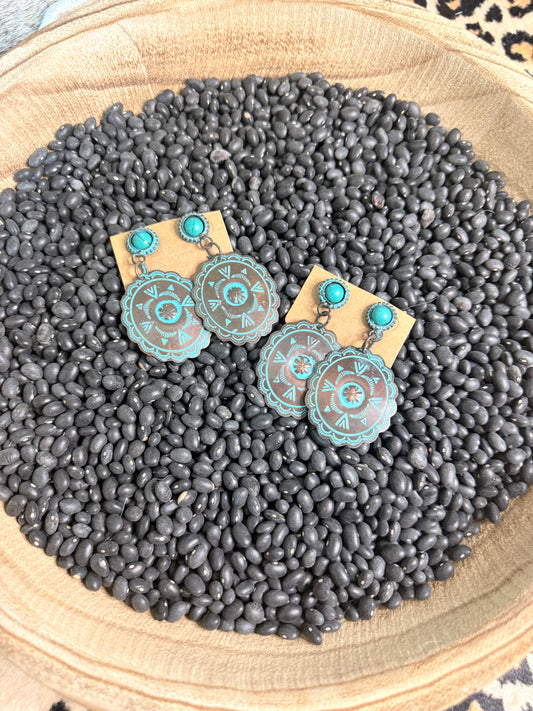 Metal and Turquoise Earrings