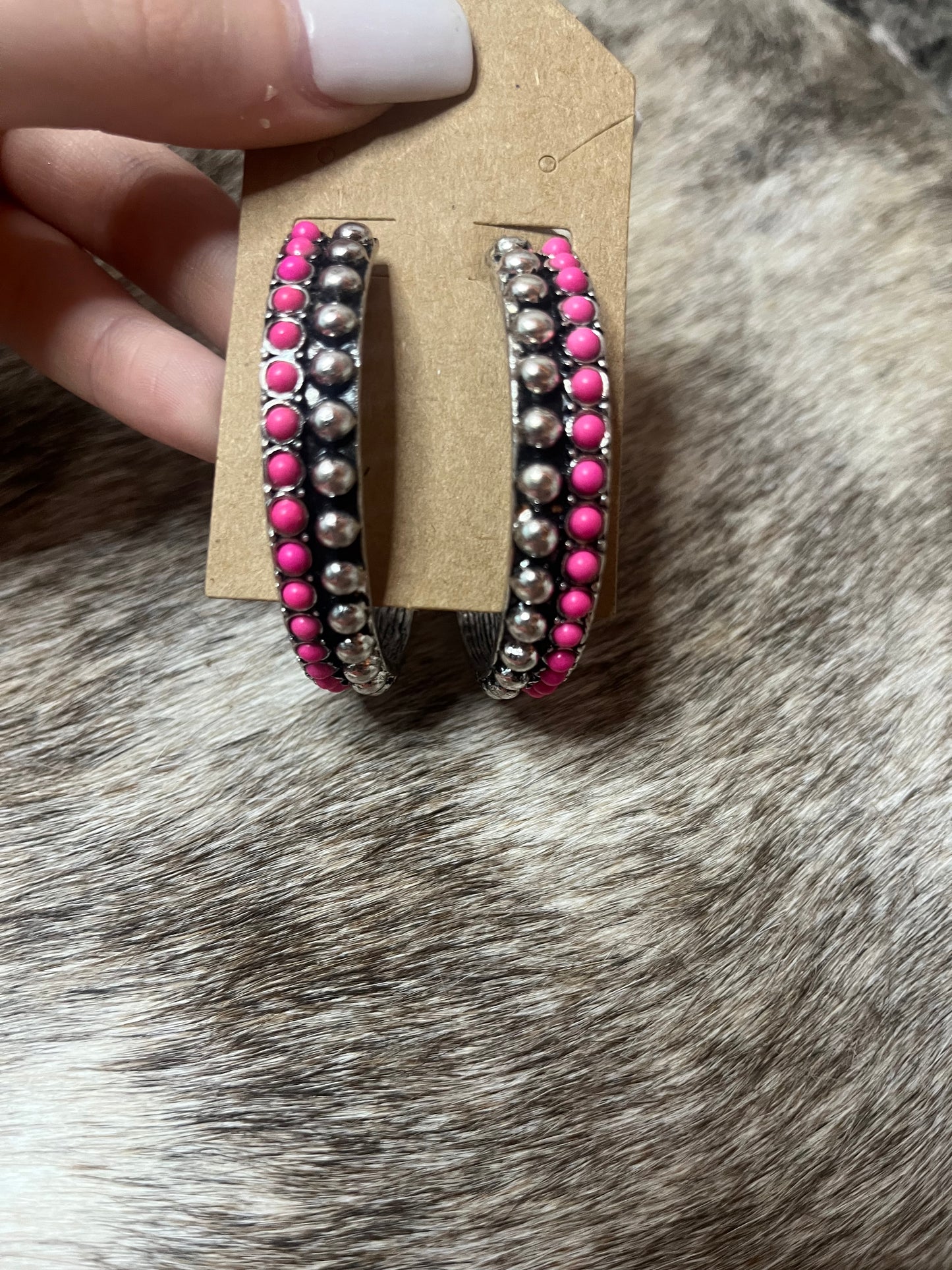 Pink and (Faux) Navajo Earrings