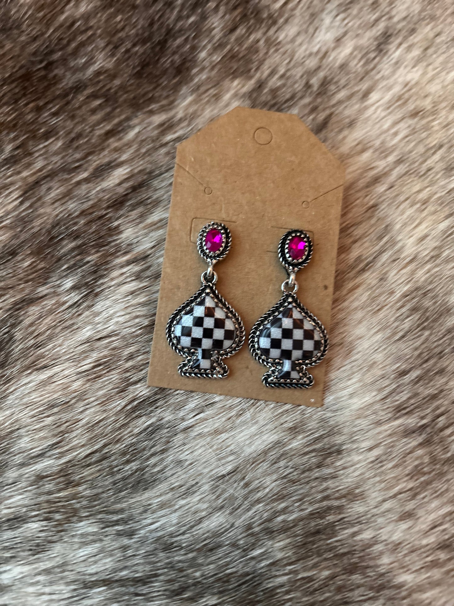 Checkered Spade Earrings