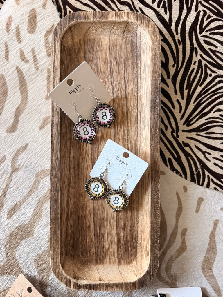 Chetah 8 Ball Earrings
