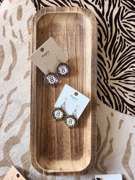 Chetah 8 Ball Earrings