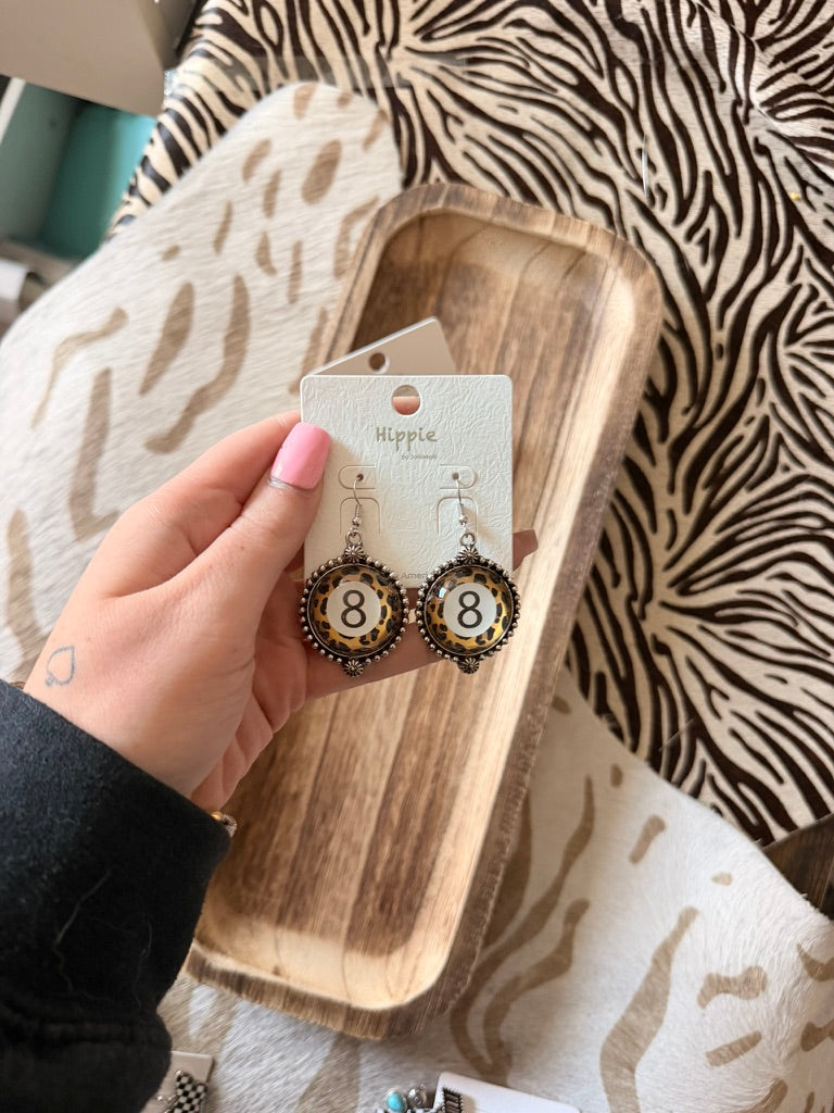 Chetah 8 Ball Earrings