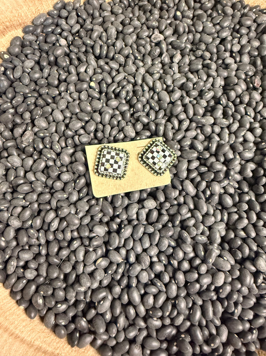 Checkered Sparkle Studs