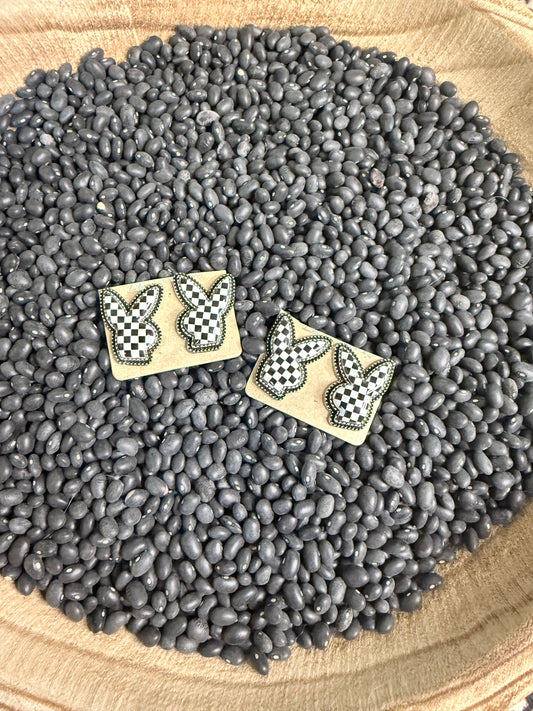 Checkered Bunny Studs
