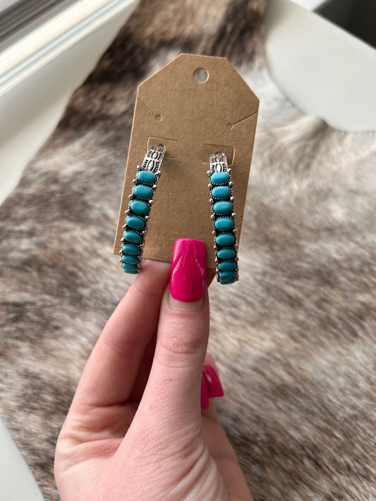 Half Turquoise Hoops