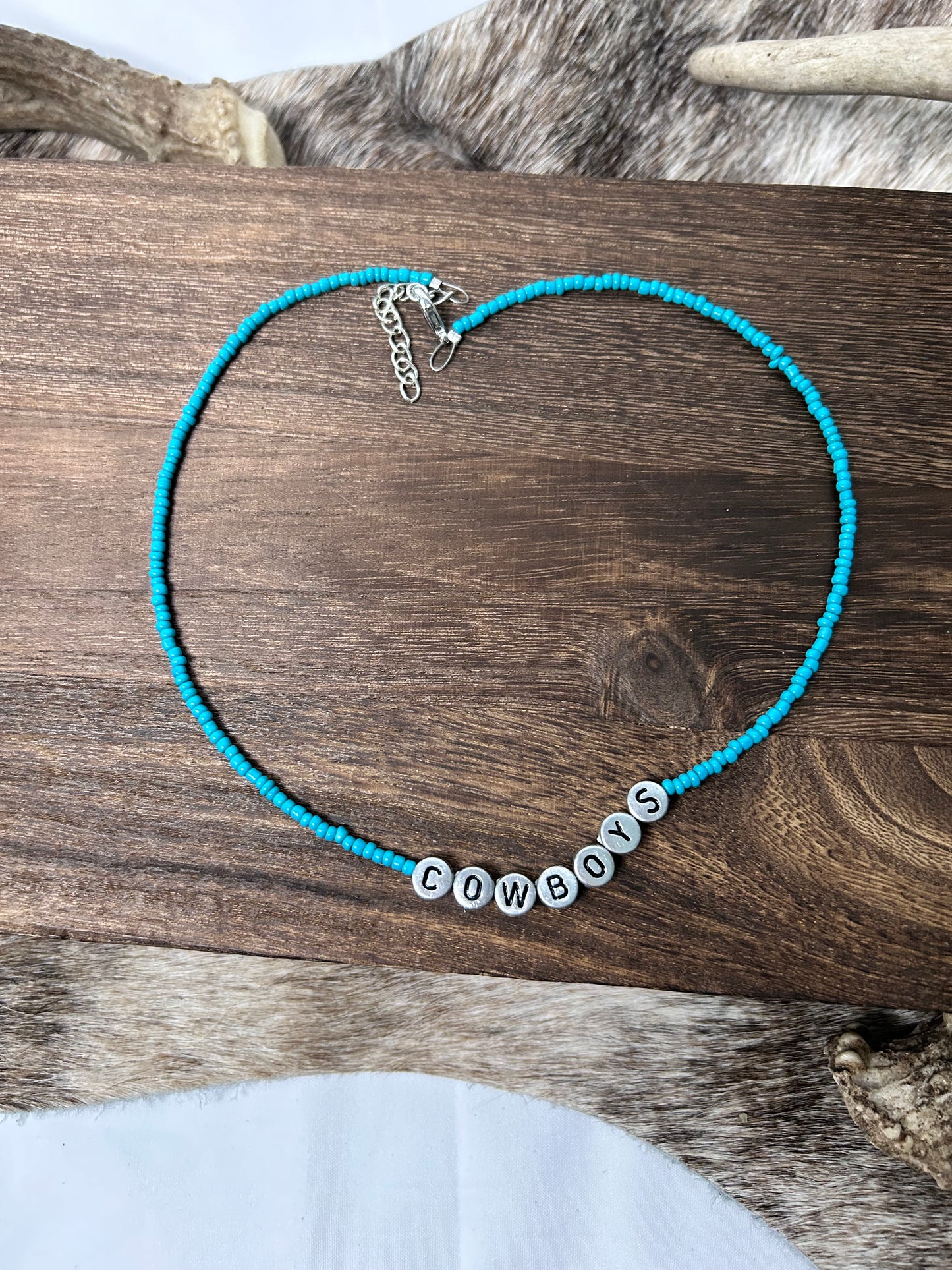 Cowboy and Turquoise beaded necklace