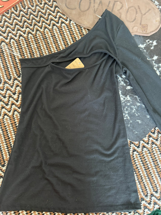 Black One Sleeve Top