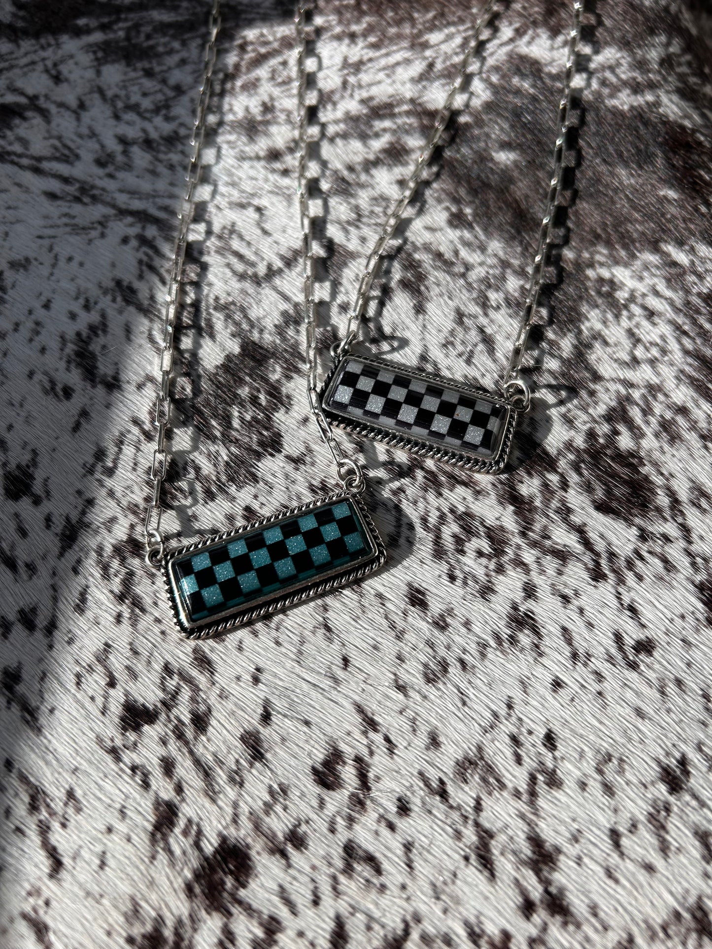 Checkered Bar Necklace